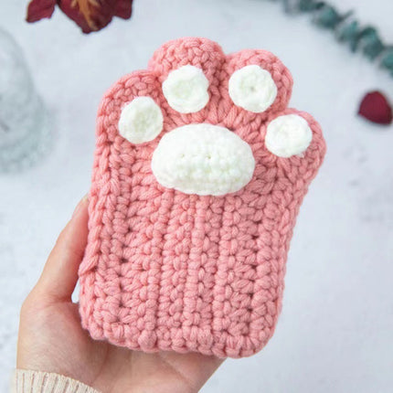 Gants en forme de patte de chat faits à la main en laine tissée à la moitié des doigts, jolis et chauds, cadeau d'hiver pour petite amie