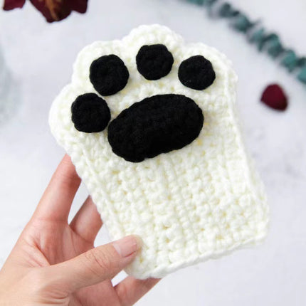 Gants en forme de patte de chat faits à la main en laine tissée à la moitié des doigts, jolis et chauds, cadeau d'hiver pour petite amie