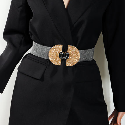 Ceinture élastique tendance pour femmes, scintillante avec perles, décorative, simple, de qualité supérieure