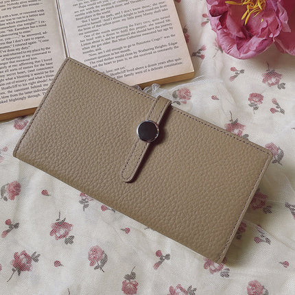 Luxury Genuine Leather Women's Wallet – Lychee Pattern, Long Hasp Coin Purse