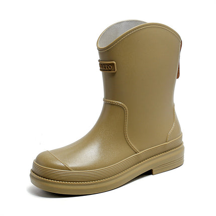 Bottes en caoutchouc imperméables à mi-mollet pour femmes, chaussures à la mode et polyvalentes, de couleur contrastée