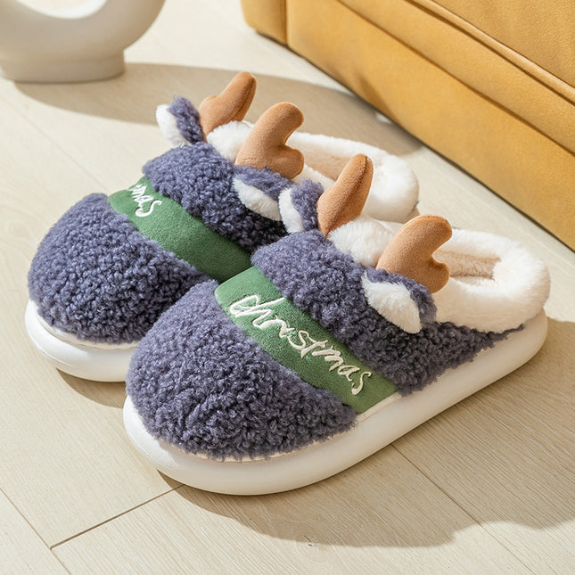 Christmas Elk Soft Winter Home Slippers