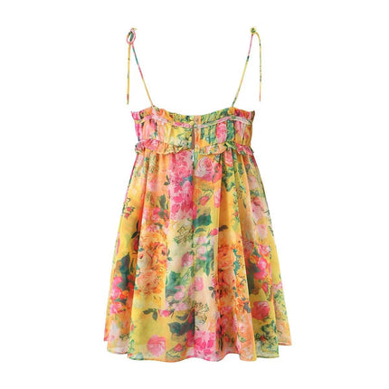 Y2K Floral Print Suspender Beach Dress