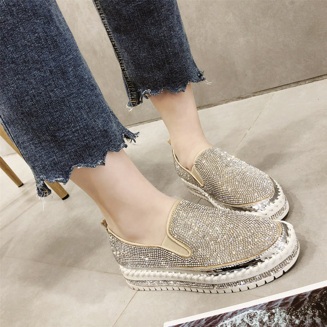 Stylish Women's Flats with Rhinestones and PU Insole