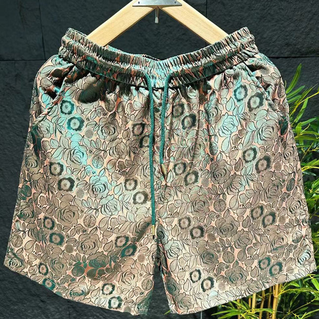 Short en soie glacée de style ethnique pour hommes
