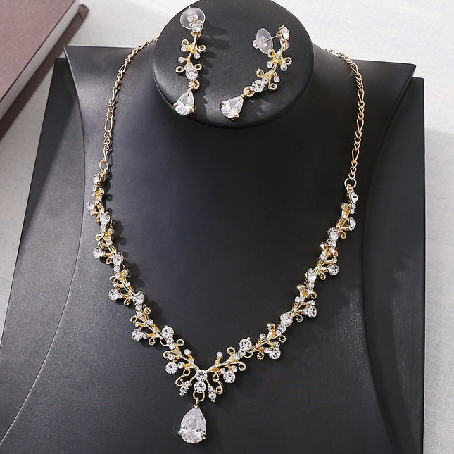Bridal Rhinestone Zircon Earring Necklace Set