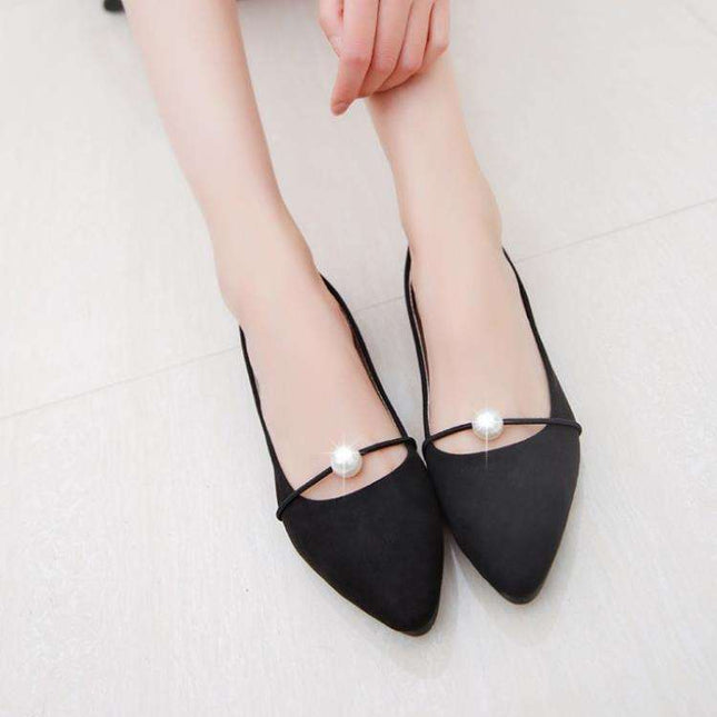 Pearl Non-Slip Flats - Stylish Korean Cloth Slip-Ons
