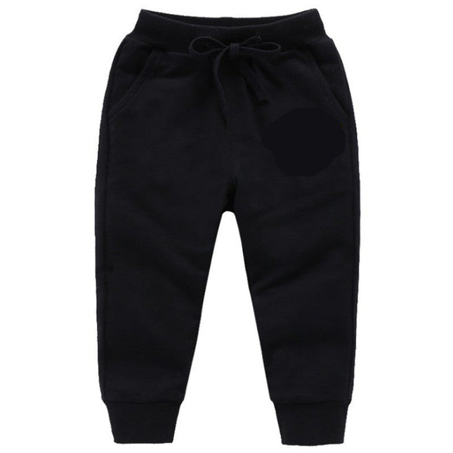 Baby Cotton Simple Pant in black with elastic waistband and soft fabric for comfort.