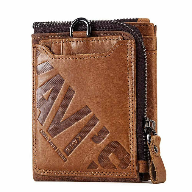 Men's Retro Cowhide Wallet with Zipper – Stylish & Versatile