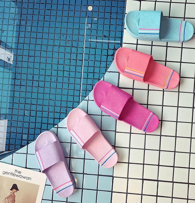 Summer Anti-Skid Lovers' Home Bathroom Slippers - Comfortable Plastic Footwear for Every Size