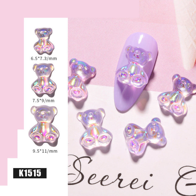 3D Cute Bear Resin Nail Art Decorations