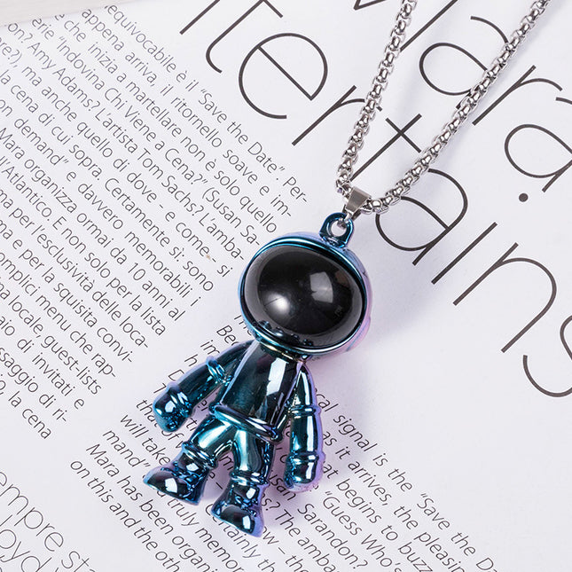Hip Hop Fashion Cross Spaceman Necklace Keychain