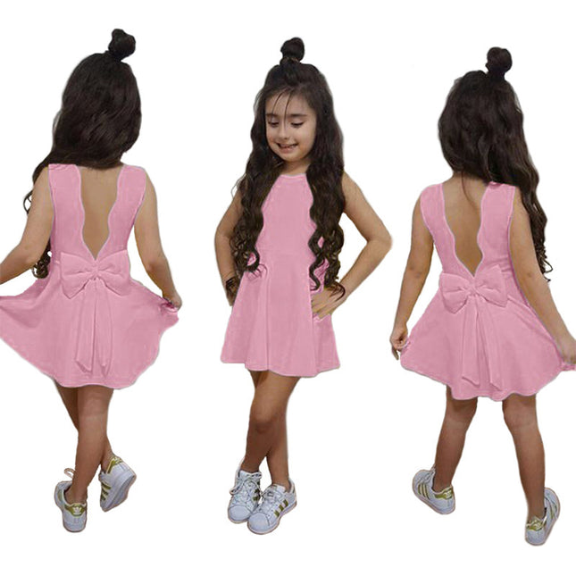 Children's Sleeveless Halter Bow Girl Princess Dress