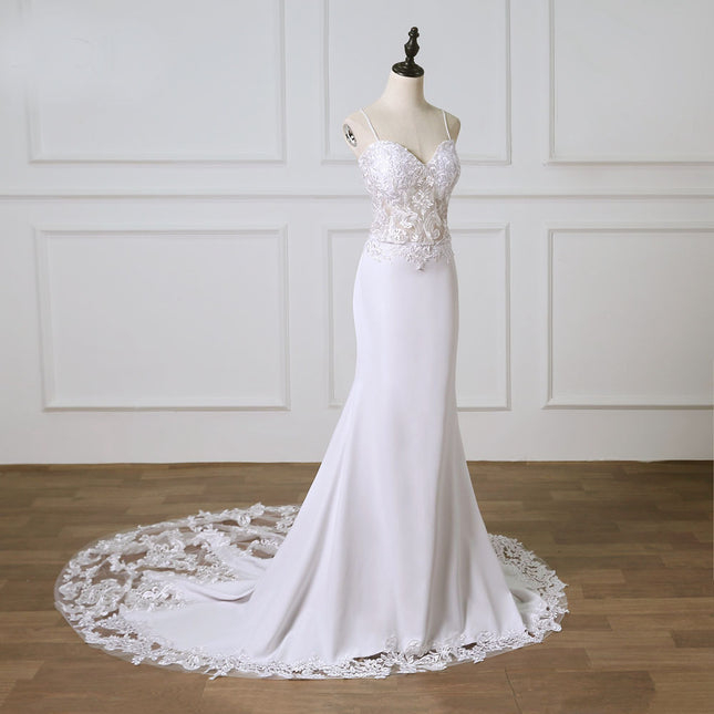 Spaghetti Straps Lace Bridal Gown Wedding Dress