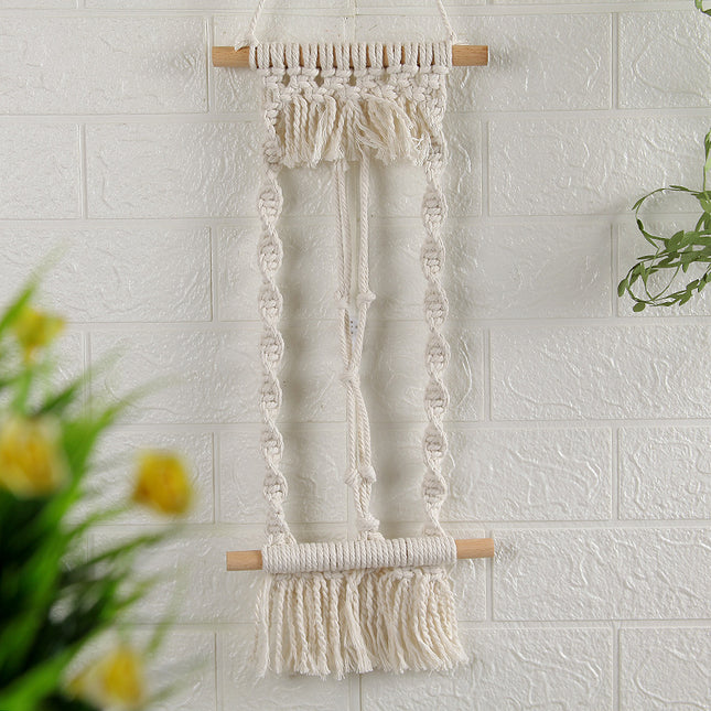 Woven Cotton Rope Tapestry with Dried Flowers