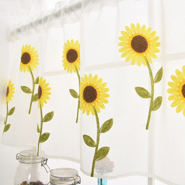 Rideau court brodé en serviette de bain Daisy