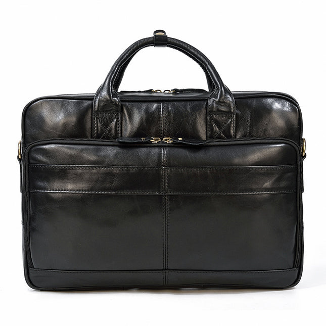 Vintage Men's Genuine Leather Briefcase, Business Commuter Bag, 17-inch, 20L