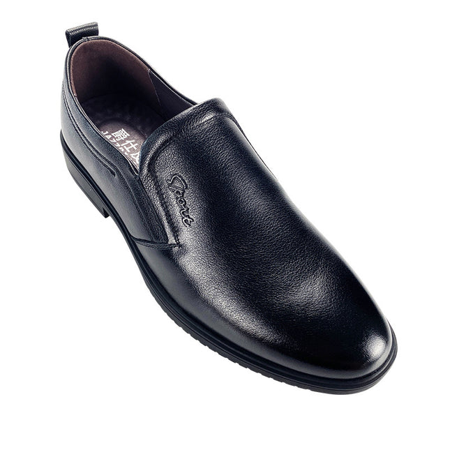 Chaussures Oxford décontractées pour hommes - Cuir noir, talon plat