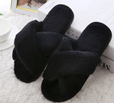 Winter Women's Faux Fur Home Slippers Slip-On Flats