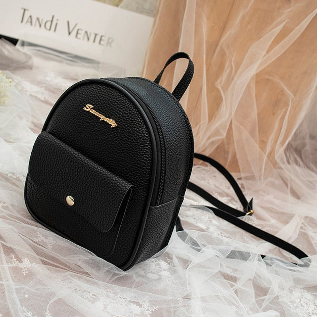 Fashionable PU Leather Women's Small Backpack Purse for Travel & School