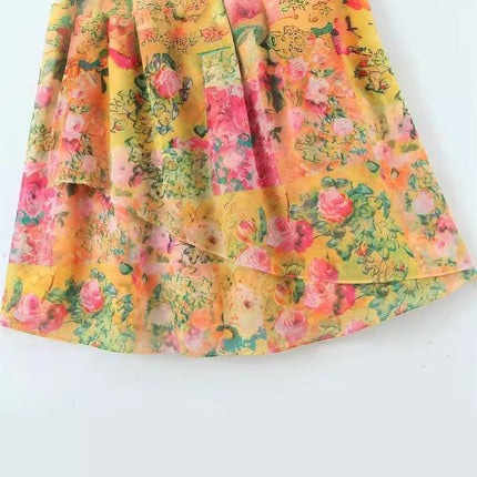 Y2K Floral Print Suspender Beach Dress
