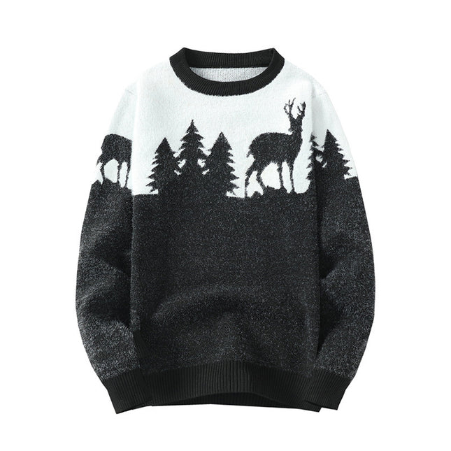 Men's Round Neck Jacquard Sweater