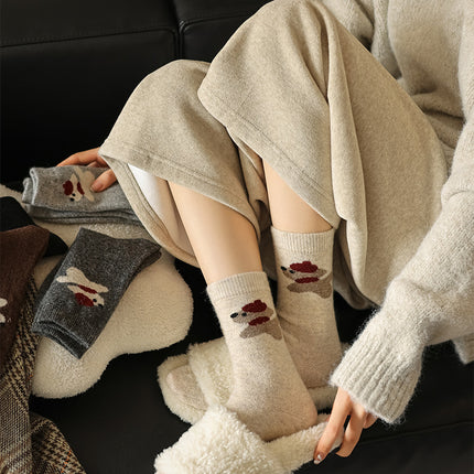 Women's Socks Winter Thickening Wool Socks Cartoon Scarf