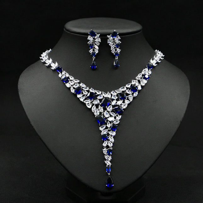 Zircon Necklace Wedding Earring Jewelry Set