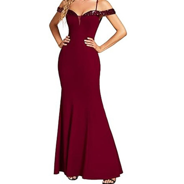 Robe longue de soirée à col nu