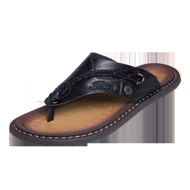Men's Casual Leather Outdoor Beach Slippers