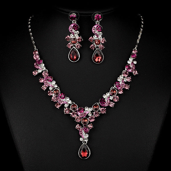 Wedding Bride Necklace Earrings Jewelry Set