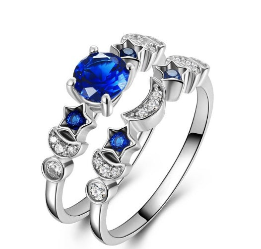 Inlaid Blue Gem Engagement Ring