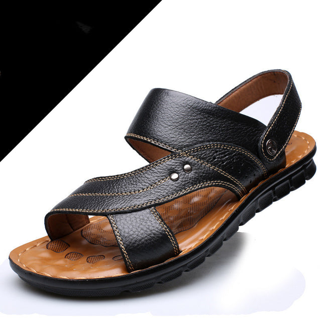 Comfortable Leather Sandals with Elastic Band - Breathable and Non-slip