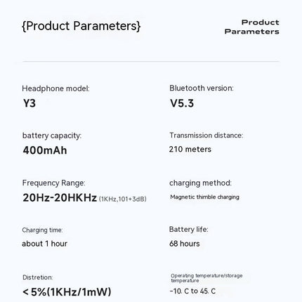 Écouteurs Bluetooth sans fil ouverts Y3 non intra-auriculaires
