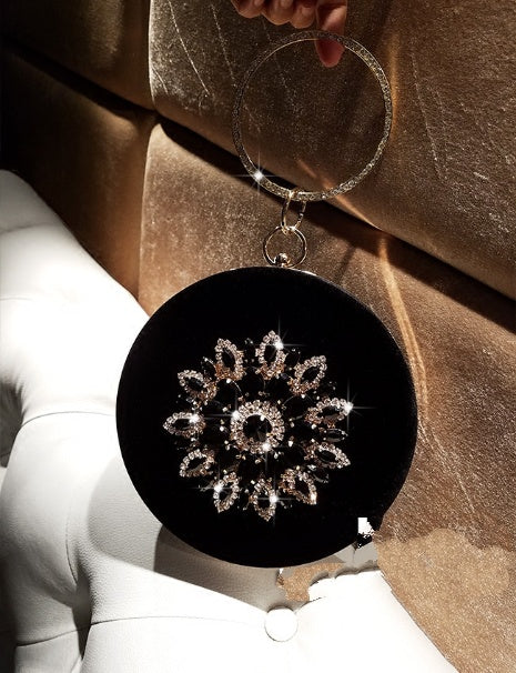 Velvet Diamond Ring Handbag Women’s Evening Clutch