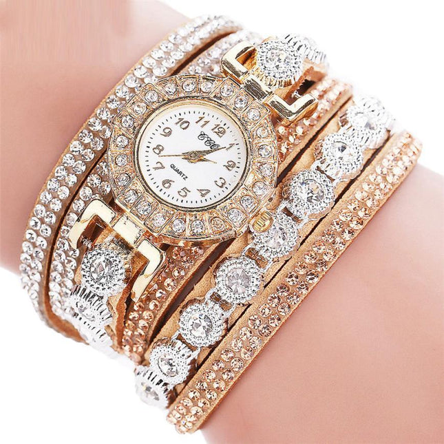 PU Leather Rhinestone Bracelet Watches