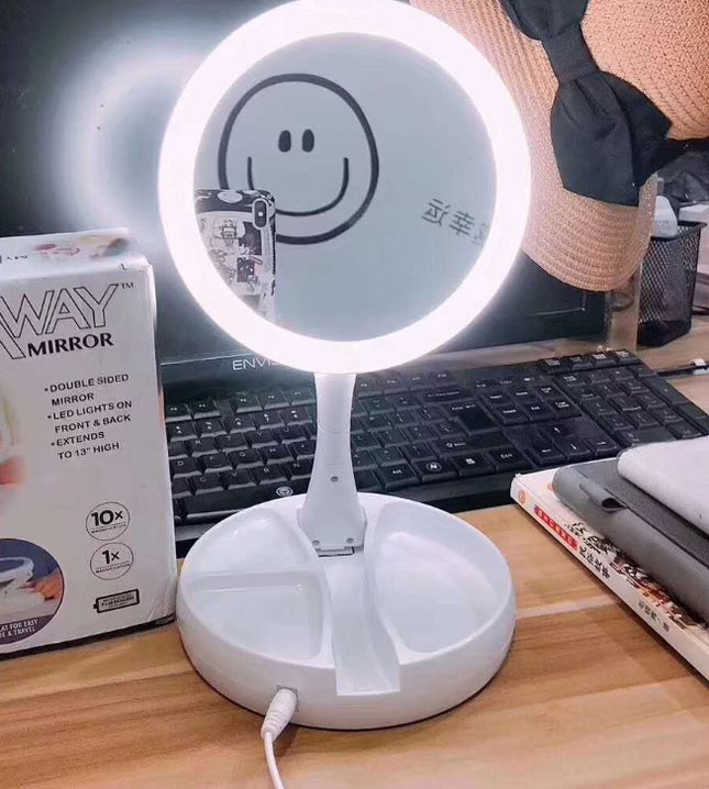 LED Foldable Vanity Mirror with USB Charging