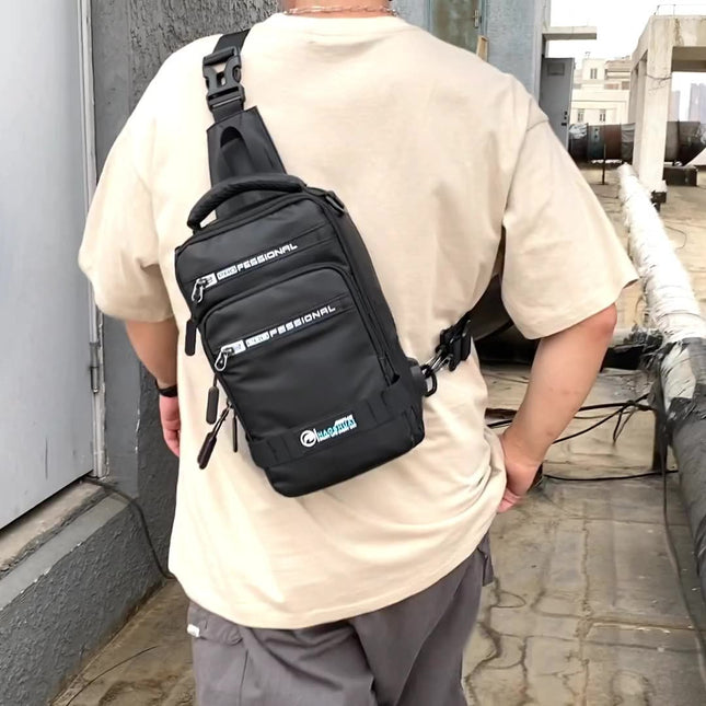 Multifunctional Men's Nylon Backpack with USB & Waterproof Design