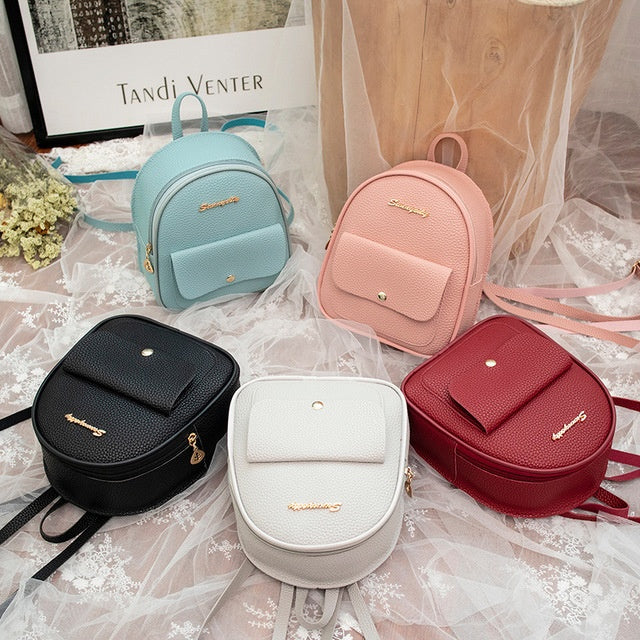 Fashionable PU Leather Women's Small Backpack Purse for Travel & School
