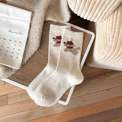 Women's Socks Winter Thickening Wool Socks Cartoon Scarf