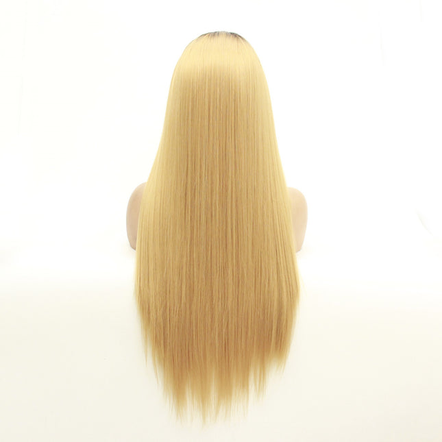 Long Straight Hair Synthetic Front Lace Wig Headgear