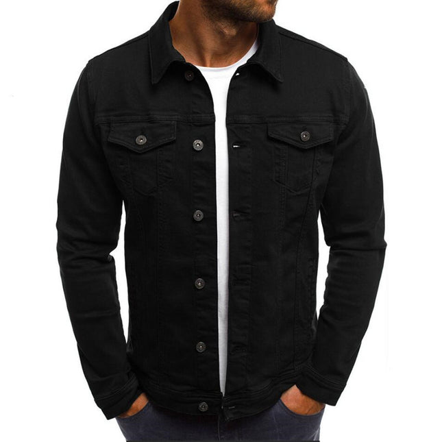 Casual Men  Denim Leather Jacket