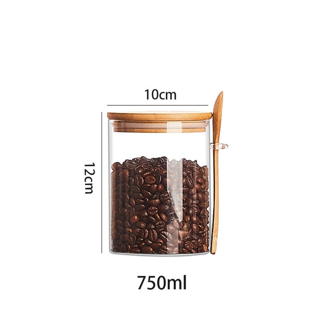 Wood Spoon Glass Storage Tank Set