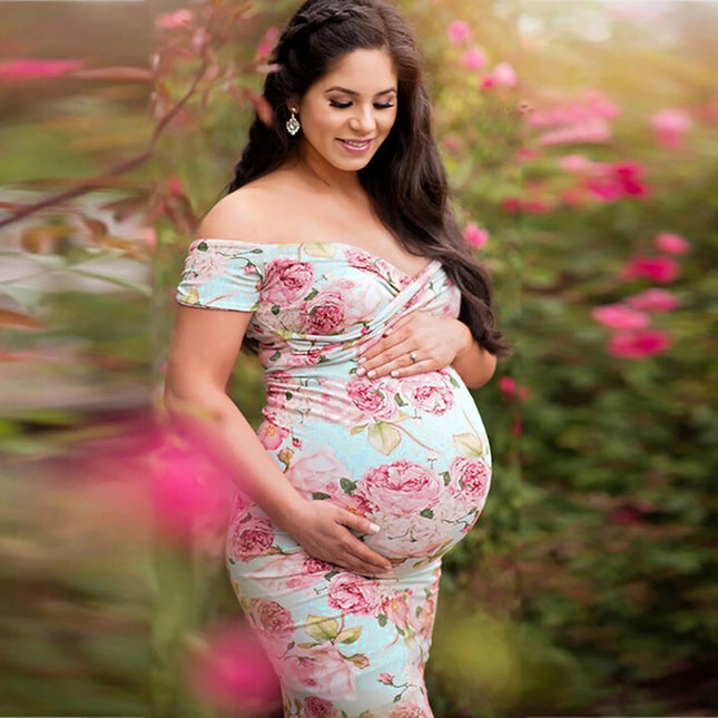 Cross V-Neck Short Sleeve Plus Maternity Dress