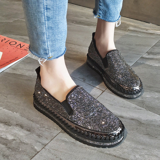 Stylish Women's Flats with Rhinestones and PU Insole