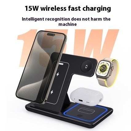 15W 3-in-1 LED Fast Wireless Charger Stand