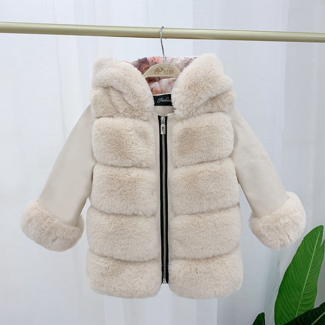 Rabbit Hooded Faux Fur Coat