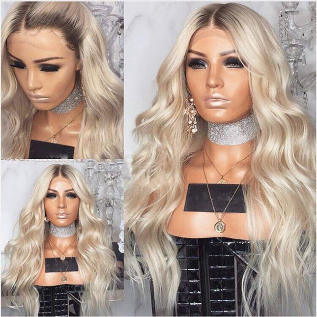 European and American blonde loang curly wigs