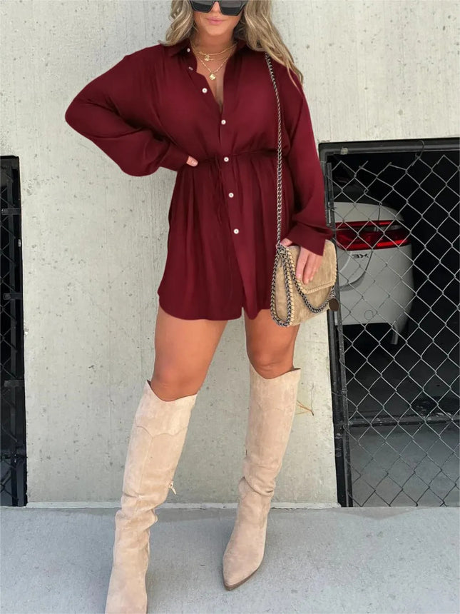 Women's Long Sleeve Jumpsuit with Button