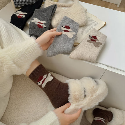 Women's Socks Winter Thickening Wool Socks Cartoon Scarf